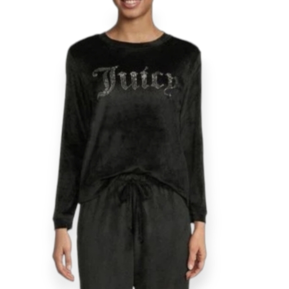 Juicy Couture Y2K Velour Embellished Boxy Slouchy Black‎ Pullover Women's Sz XL - Picture 6 of 7